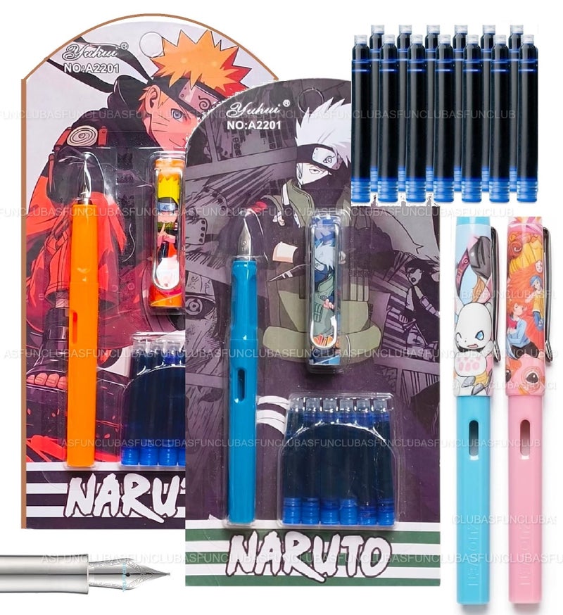 ASFunClub FunClub Fountain Pen for Student 2Fountain Pen Set with 12Refile Birthday Return Gift Pen for Office Calligraphy Fountain Pens for Writing Stationery Item Stationery Kit Stationery Set-Multicolor-2Set - Image 1