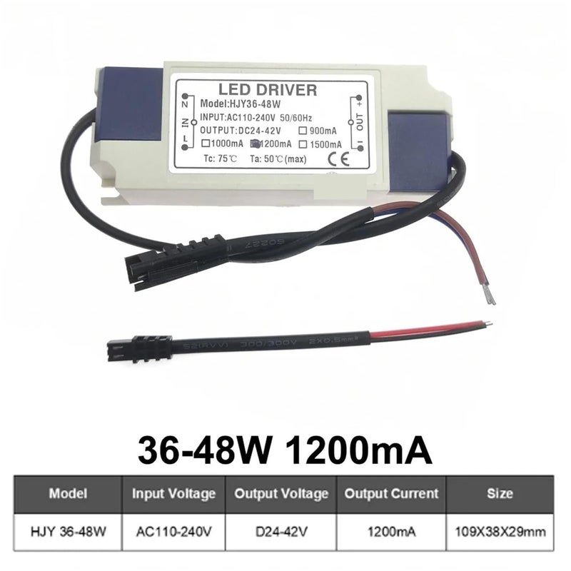 LED Driver 36W 45W 48W 900mA 1500mA DC24 42V 1200mA Flicker Free Power Supply X1PCS - Image 3