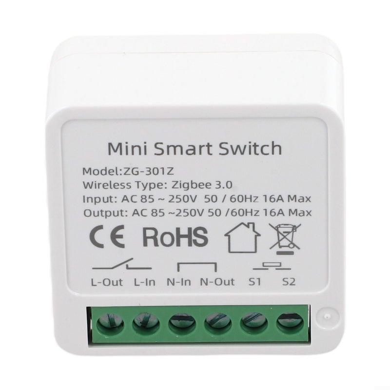 Zigbee 3.0 مفتاح تتابع مزدوج مؤقت 16A 100-240V مدمج 41x41x20mm ABS PC مقاوم للهب - Image 2
