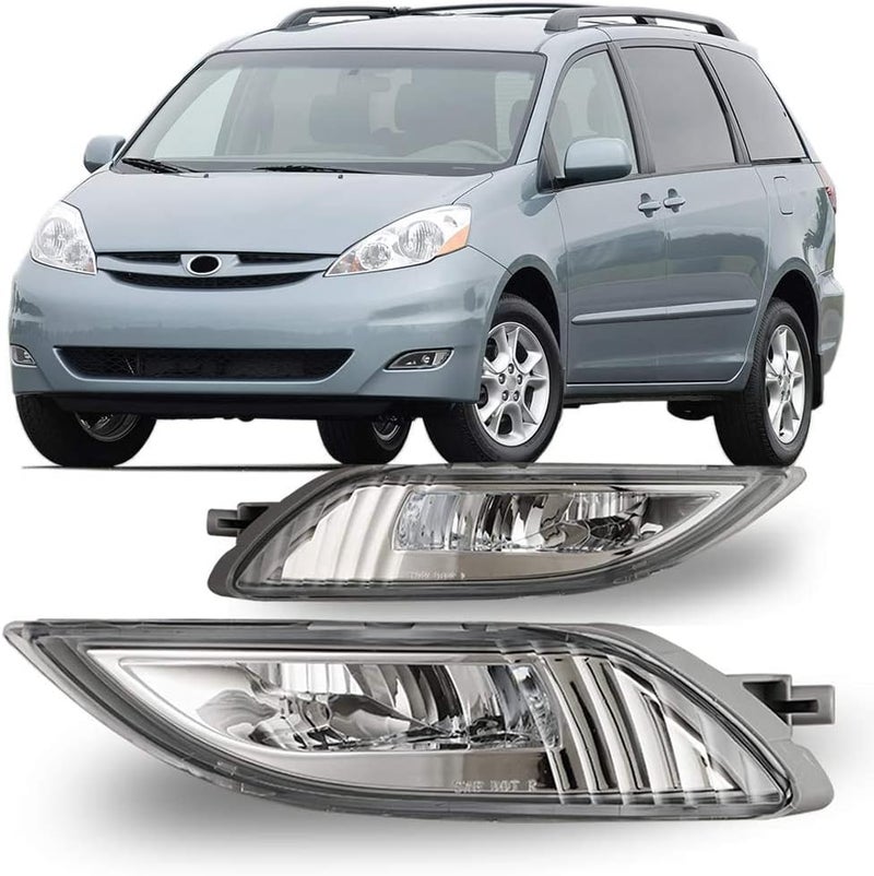CPW Replacement Clear Lens Bumper Driving LED Fog Lights for 2006-2010 Toyota Sienna - Image 1