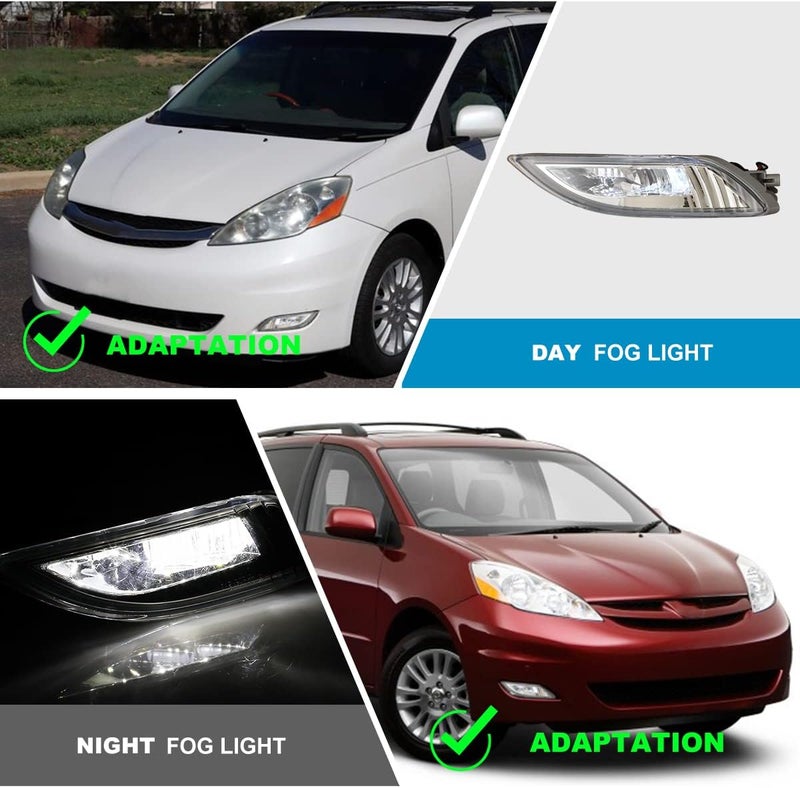 CPW Replacement Clear Lens Bumper Driving LED Fog Lights for 2006-2010 Toyota Sienna - Image 4