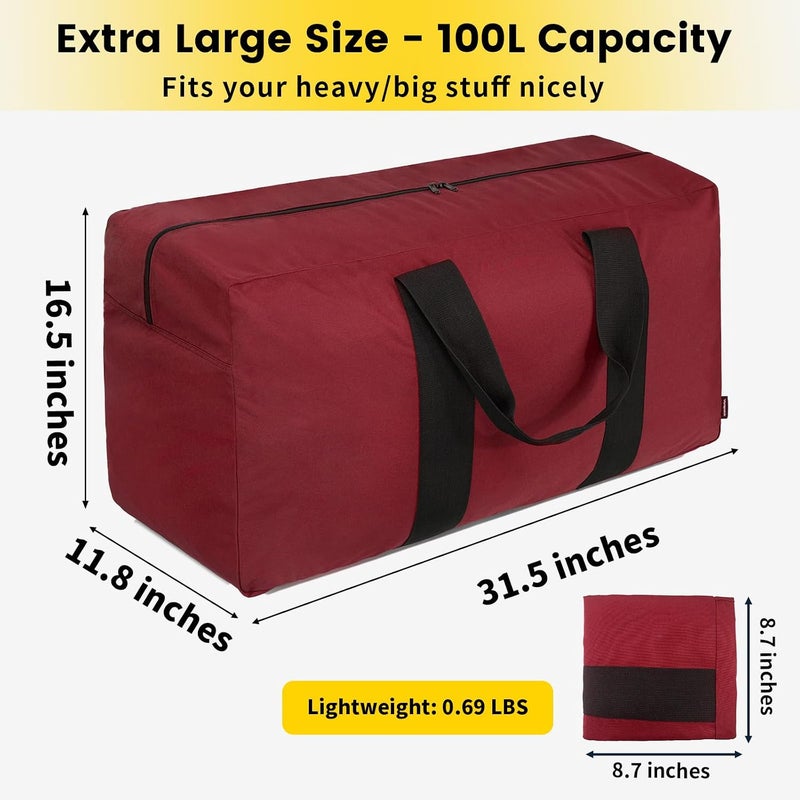 Vorspack Extra Large Duffle Bag for Travel - 100L Duffel Bag for Men Gear Bag for Storage Foldable Weekender Bag for Overnight Camping - Black - Image 1