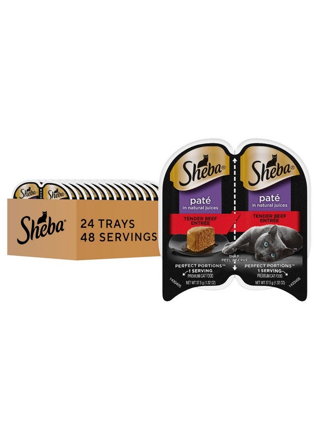 Sheba Sheba Perfect Portions Paté Adult Wet Cat Food Trays (24 Count, 48 Servings), Tender Beef Entrée, Easy Peel Twin-Pack Trays  - Image 1
