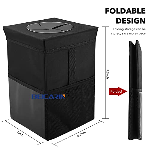 Beicarin Car Trash Can with Lid - Collapsible, Portable Garbage Bin, Leak-Proof Car Organizer, 1.82 Gallons Multipurpose Trash Bin - Image 4