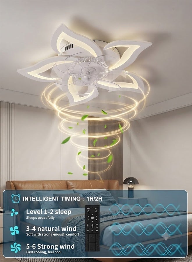 APEX Ceiling Fan with Lights Remote Control, White Personalized Ceiling Fan with Light, 6 Speeds 3 Light Color Flush Mount Ceiling Fan for Kitchen Bedroom - Image 2