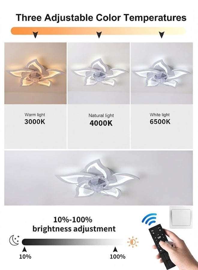 APEX Ceiling Fan with Lights Remote Control, White Personalized Ceiling Fan with Light, 6 Speeds 3 Light Color Flush Mount Ceiling Fan for Kitchen Bedroom - Image 3