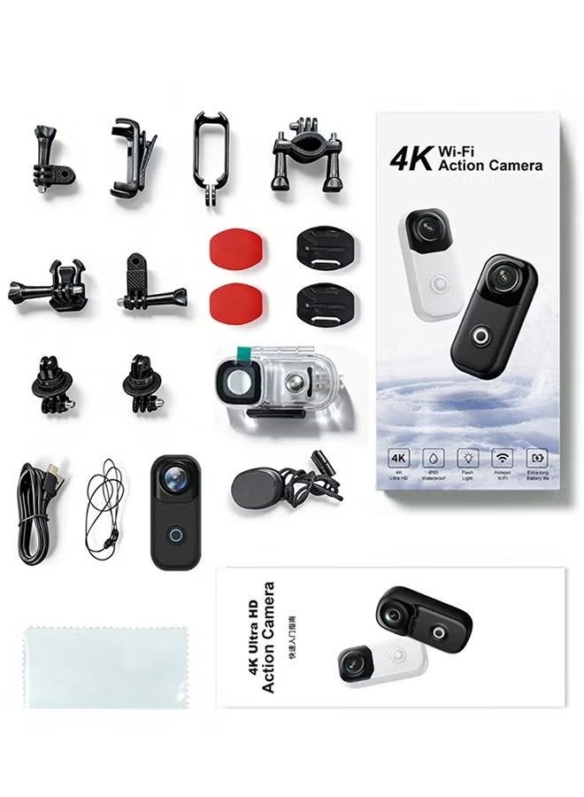 4K إبهام كاميرا العمل, كاميرات الجسم الصغيرة, مع بطاقة 128G, كاميرا الجيب القابلة للارتداء Vlogging مع الحبل المغناطيسي, صغيرة محمولة الجسم كام خوذة كام للعمل, ركوب الدراجات, السفر, الحيوانات الأليفة المشي, 10 متر للماء,أسود - Image 2