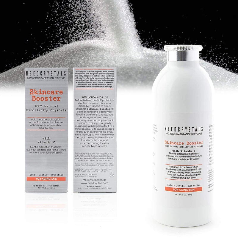 NeedCrystals Microdermabrasion Crystals, DIY Face Scrub with Vitamin C. Natural Facial Exfoliator for Dull or Dry Skin Improves Wrinkles, Anti-Aging, Skin Texture & Brightening. 8 oz - Image 1