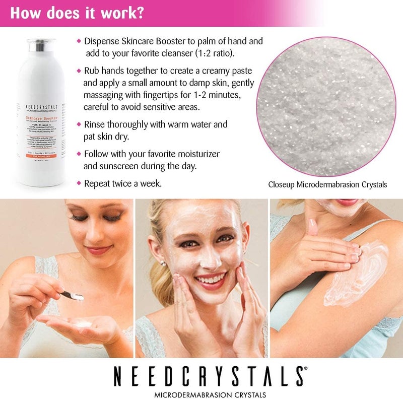NeedCrystals Microdermabrasion Crystals, DIY Face Scrub with Vitamin C. Natural Facial Exfoliator for Dull or Dry Skin Improves Wrinkles, Anti-Aging, Skin Texture & Brightening. 8 oz - Image 2
