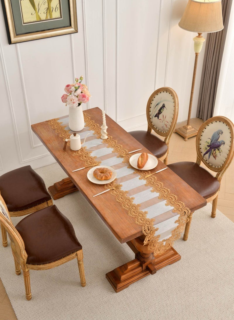 Modern, American, European-Style, Aesthetic, Luxury, Hollow Out, Grey Gold Tablecloth Table Runner, Coffee Table, Tv Cabinet  - Image 2