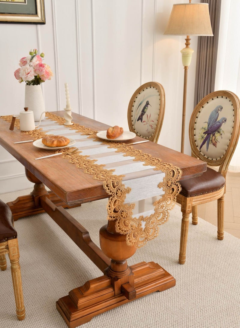 Modern, American, European-Style, Aesthetic, Luxury, Hollow Out, Grey Gold Tablecloth Table Runner, Coffee Table, Tv Cabinet  - Image 4