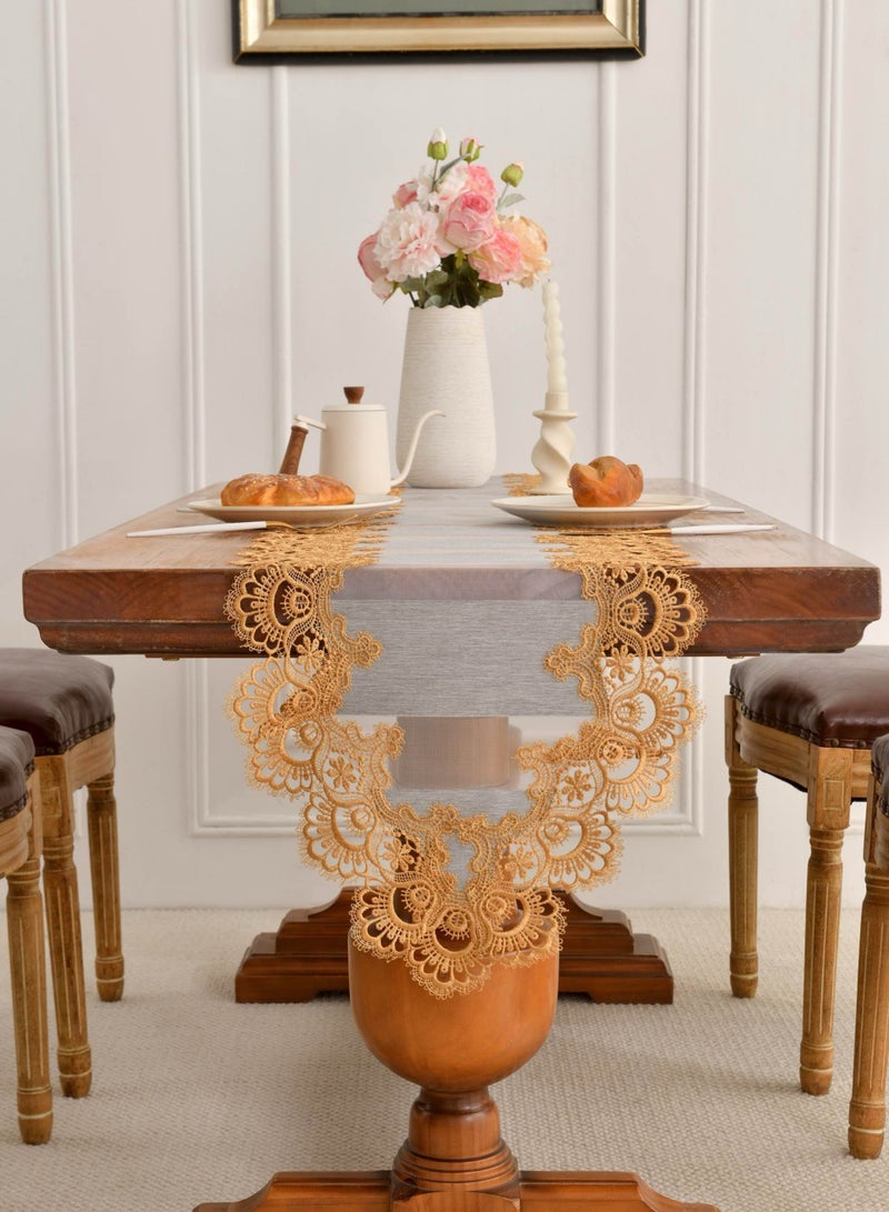 Modern, American, European-Style, Aesthetic, Luxury, Hollow Out, Grey Gold Tablecloth Table Runner, Coffee Table, Tv Cabinet  - Image 5