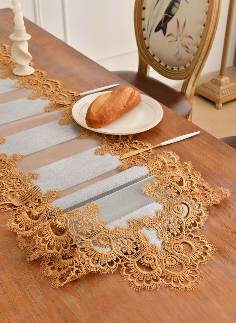 Modern, American, European-Style, Aesthetic, Luxury, Hollow Out, Grey Gold Tablecloth Table Runner, Coffee Table, Tv Cabinet  - Image 3