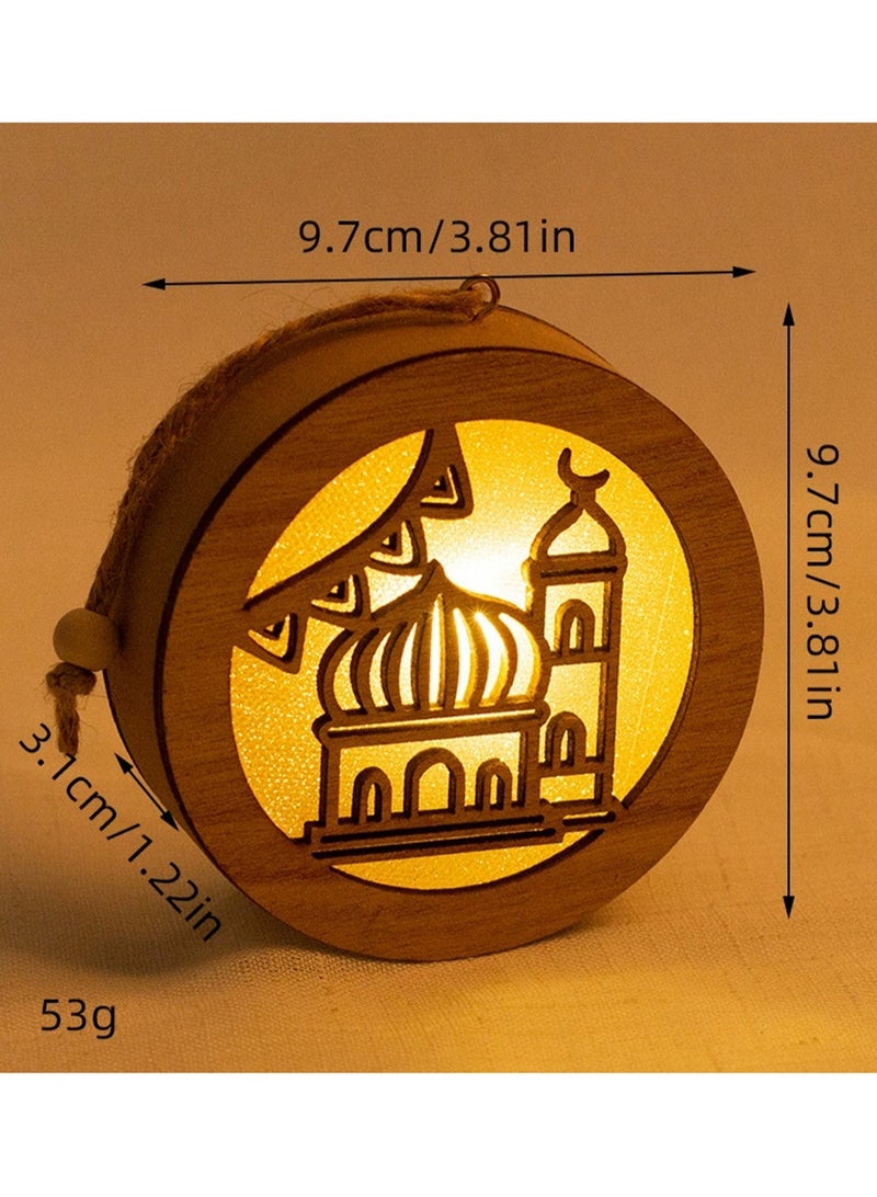 LOOPITYS Eid al Fitr handicraft lamp, a separate style, door hanging decoration Ramadan Mubarak lamp handmade wooden star LED lamp decoration Eid al Fitr decoration Muslim gift Islamic wall table decoration Ramadan gift (prayer) - Image 2