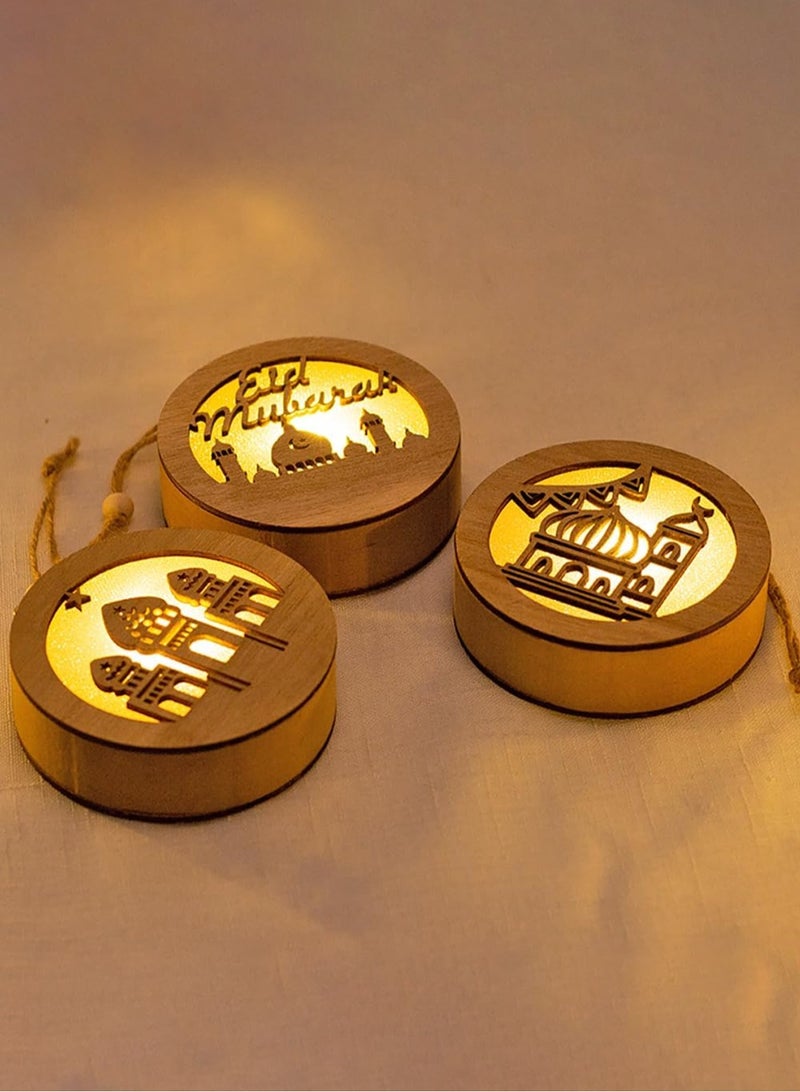 LOOPITYS Eid al Fitr handicraft lamp, a separate style, door hanging decoration Ramadan Mubarak lamp handmade wooden star LED lamp decoration Eid al Fitr decoration Muslim gift Islamic wall table decoration Ramadan gift (prayer) - Image 3