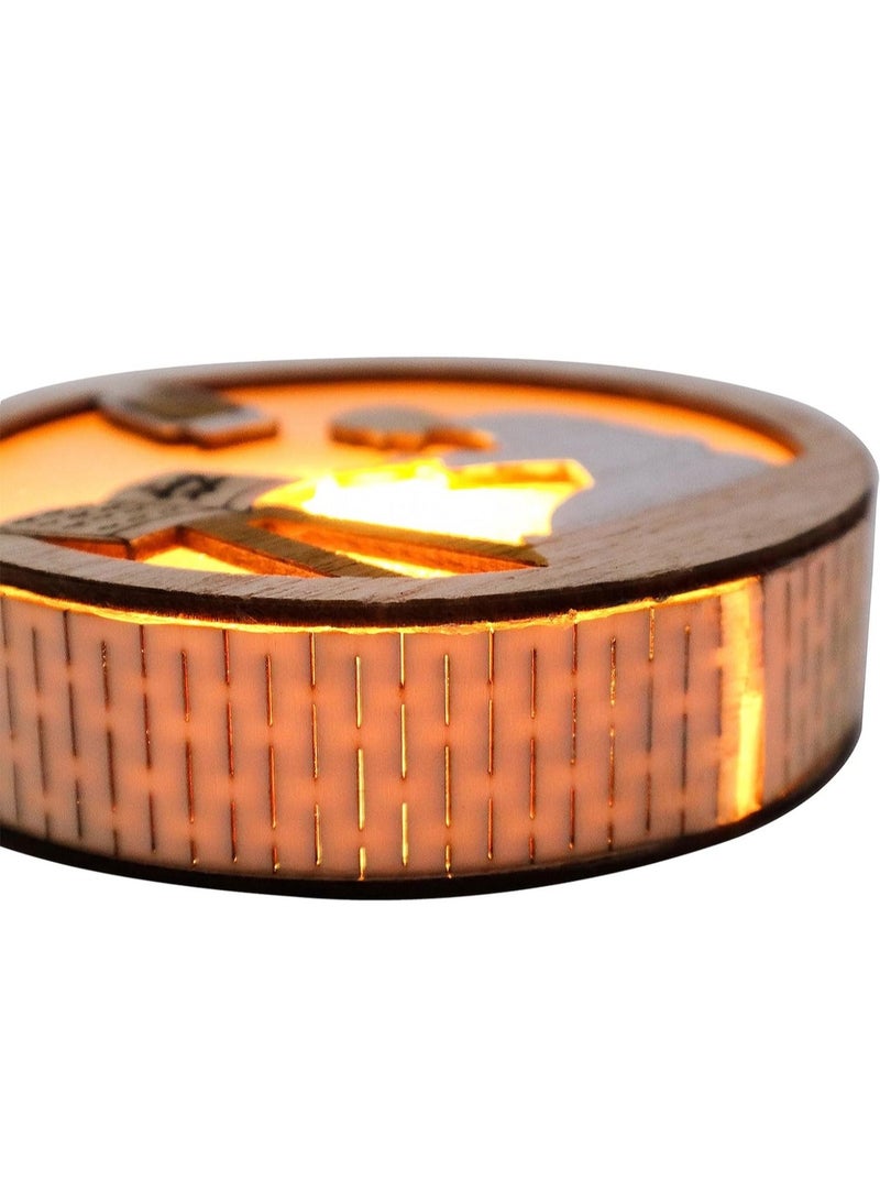 LOOPITYS Eid al Fitr handicraft lamp, a separate style, door hanging decoration Ramadan Mubarak lamp handmade wooden star LED lamp decoration Eid al Fitr decoration Muslim gift Islamic wall table decoration Ramadan gift (prayer) - Image 5