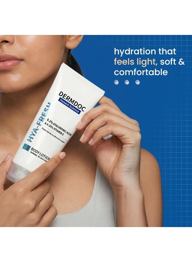 DERMDOC Hya-Fresh Body Lotion 200 ml | Deep Hydration | Lightweight & Fast Absorbing | Non-Greasy Daily Moisturizer | Plump & Supple Skin | For Normal to Oily Skin - Image 2