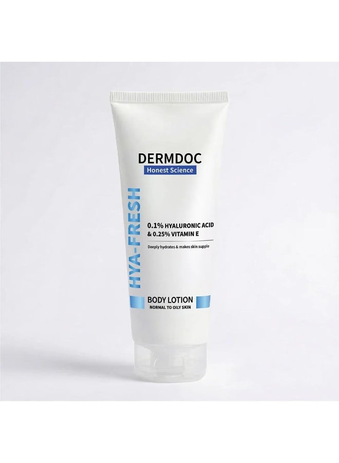 DERMDOC Hya-Fresh Body Lotion 200 ml | Deep Hydration | Lightweight & Fast Absorbing | Non-Greasy Daily Moisturizer | Plump & Supple Skin | For Normal to Oily Skin - Image 1