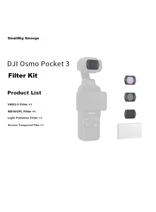 Smallrig 4776 Magnetic Cpl Polarizing Filter For Dji Pocket 3, Black And White Soft Light Filter Nd8/64/256 Set, Compatible With Gimbal Osmo Camera Lens Accessories - Image 1