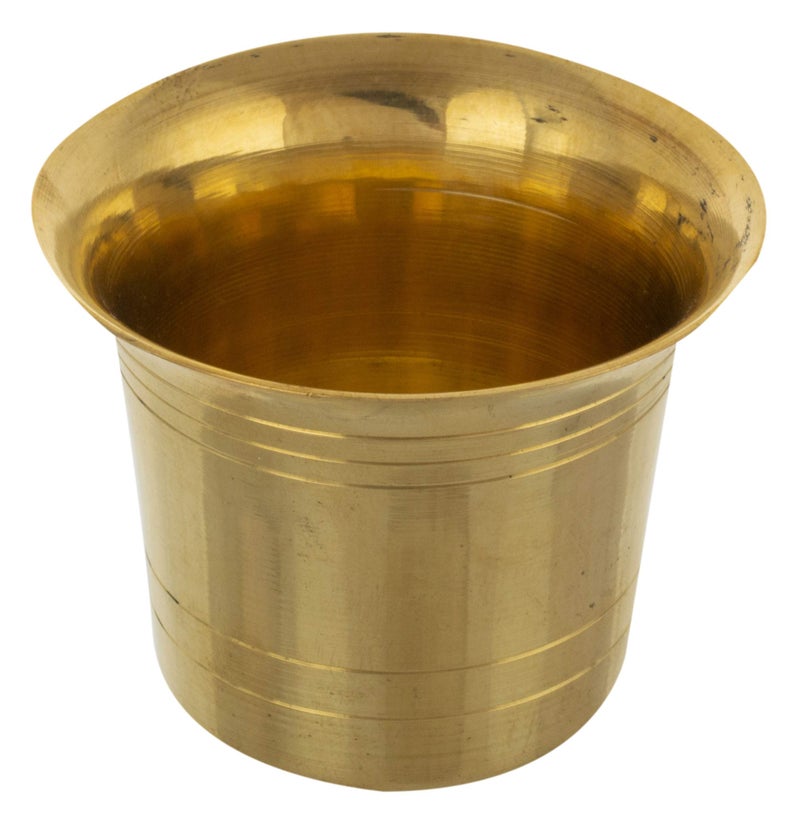 SoilMade Brass Panchpatra - Glass and Spoon, Round Shape, Brass Made, Size Aprox 7cm and 80g, Pack of 1 Brass Glass and Brass Spoon in Box - Image 2
