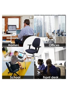 Excefore Office Chair Cover, 1Pair Stretch Jacquard Office Computer Chair Seat Covers, Removable Washable Anti-dust Desk Chair Seat Cushion Protectors for Office Computer Chairs (Not chair Include) (Navy)  - Image 4