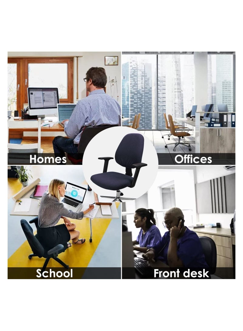 Excefore Office Chair Cover, 1Pair Stretch Jacquard Office Computer Chair Seat Covers, Removable Washable Anti-dust Desk Chair Seat Cushion Protectors for Office Computer Chairs (Not chair Include) (Navy) - Image 4