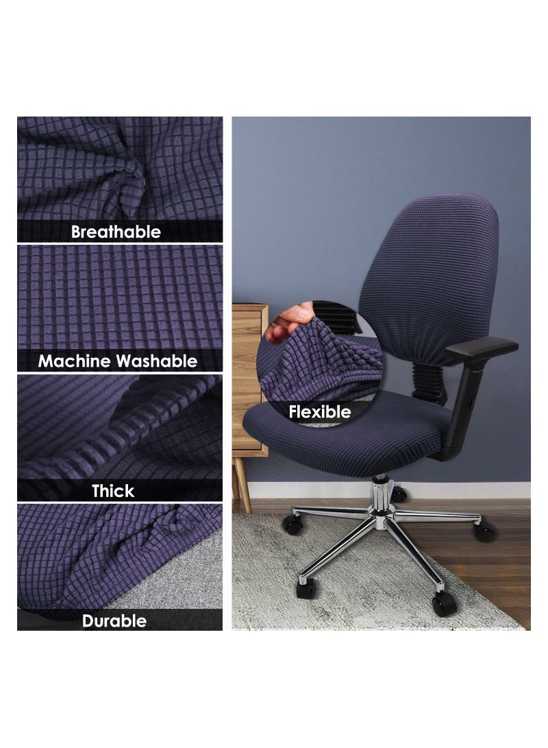 Excefore Office Chair Cover, 1Pair Stretch Jacquard Office Computer Chair Seat Covers, Removable Washable Anti-dust Desk Chair Seat Cushion Protectors for Office Computer Chairs (Not chair Include) (Navy) - Image 3