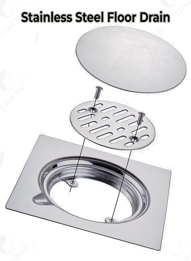 Nova Conservation 15x15 CM & 2 MM Thickness I Stainless Steel Floor Drain I Bathroom I Kitchen I Patios I Removable Lid - Image 1
