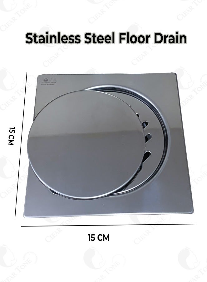 Nova Conservation 15x15 CM & 2 MM Thickness I Stainless Steel Floor Drain I Bathroom I Kitchen I Patios I Removable Lid - Image 3