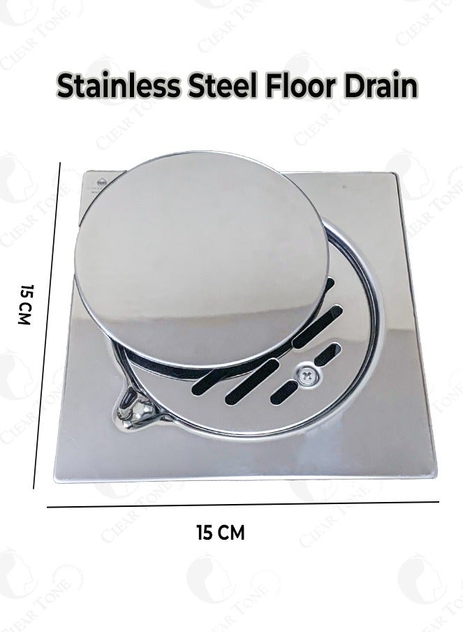 Nova Conservation 15x15 CM & 2 MM Thickness I Stainless Steel Floor Drain I Bathroom I Kitchen I Patios I Removable Lid - Image 2