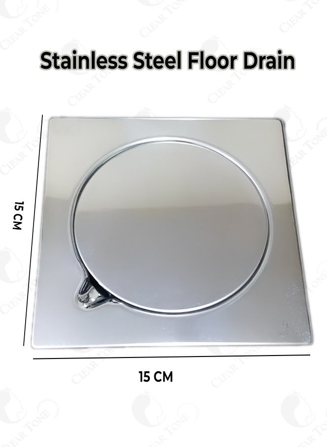 Nova Conservation 15x15 CM & 2 MM Thickness I Stainless Steel Floor Drain I Bathroom I Kitchen I Patios I Removable Lid - Image 4