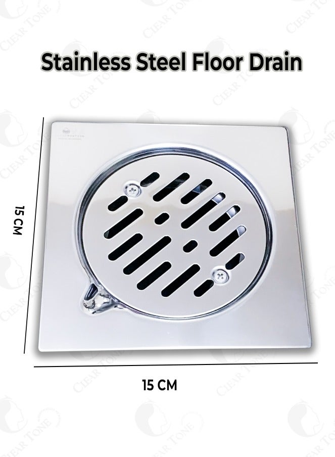 Nova Conservation 15x15 CM & 2 MM Thickness I Stainless Steel Floor Drain I Bathroom I Kitchen I Patios I Removable Lid - Image 5