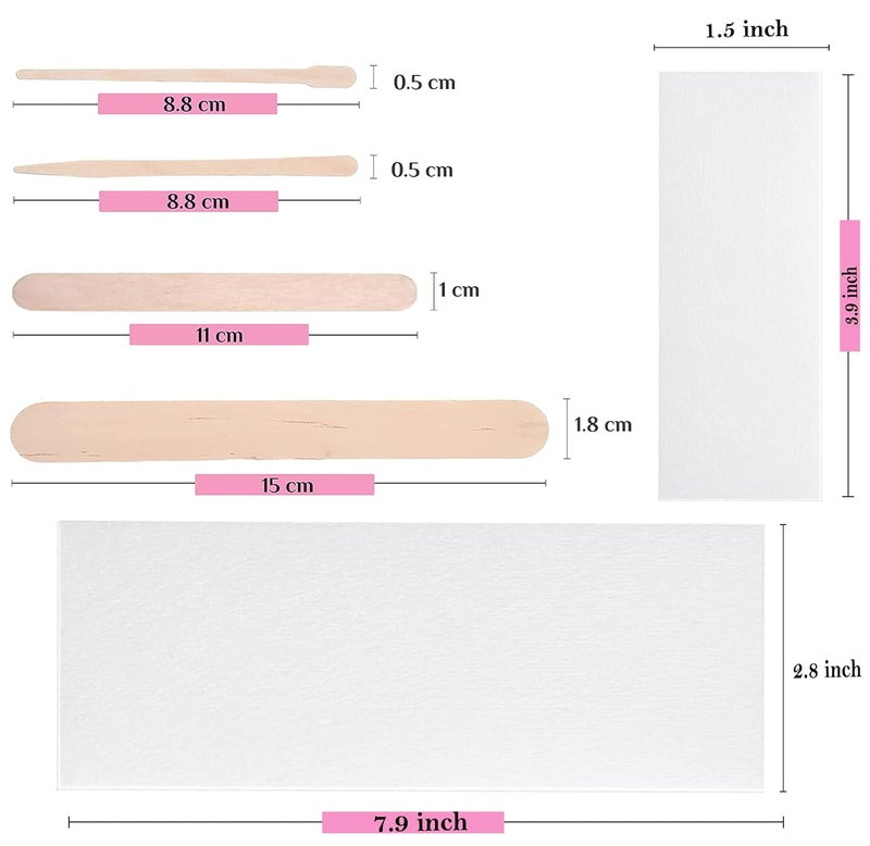 Mibly 4 Style 400 Pcs Assorted Wooden Wax Sticks for Body Legs Face and Small Medium Large Sizes Eyebrow Waxing Applicator Spatulas for (400 Piece Set) - Image 2