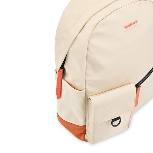 Fastrack Colorblock Laptop Backpack for Men & Women | White & Orange Nylon Backpack with 14-Inch Padded Laptop Compartment, Front Zip Pocket & Organiser | Lightweight Stylish Backpack for College - Image 4