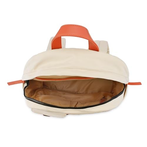 Fastrack Colorblock Laptop Backpack for Men & Women | White & Orange Nylon Backpack with 14-Inch Padded Laptop Compartment, Front Zip Pocket & Organiser | Lightweight Stylish Backpack for College - Image 2