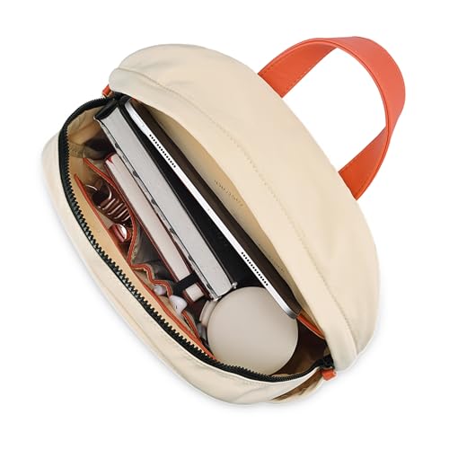 Fastrack Colorblock Laptop Backpack for Men & Women | White & Orange Nylon Backpack with 14-Inch Padded Laptop Compartment, Front Zip Pocket & Organiser | Lightweight Stylish Backpack for College - Image 3