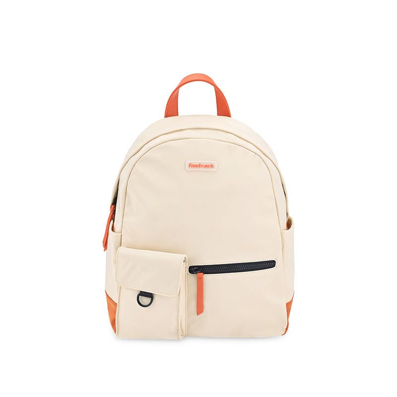Fastrack Colorblock Laptop Backpack for Men & Women | White & Orange Nylon Backpack with 14-Inch Padded Laptop Compartment, Front Zip Pocket & Organiser | Lightweight Stylish Backpack for College - Image 5