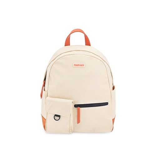 Fastrack Colorblock Laptop Backpack for Men & Women | White & Orange Nylon Backpack with 14-Inch Padded Laptop Compartment, Front Zip Pocket & Organiser | Lightweight Stylish Backpack for College - Image 1
