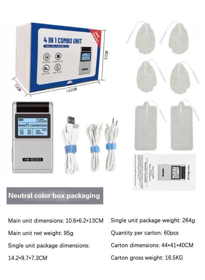 REMAX Rechargeable TENS Physiotherapy Device, 25 Modes EMS TENS Muscle Stimulator, 30 Intensity Levels, Low-Frequency Electronic Pulse Back, Body, Neck Massager For Muscle Relaxation, FDA Dual-Channel Adjustable Frequency - Image 1
