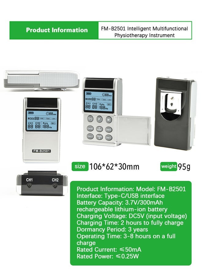 REMAX Rechargeable TENS Physiotherapy Device, 25 Modes EMS TENS Muscle Stimulator, 30 Intensity Levels, Low-Frequency Electronic Pulse Back, Body, Neck Massager For Muscle Relaxation, FDA Dual-Channel Adjustable Frequency - Image 2