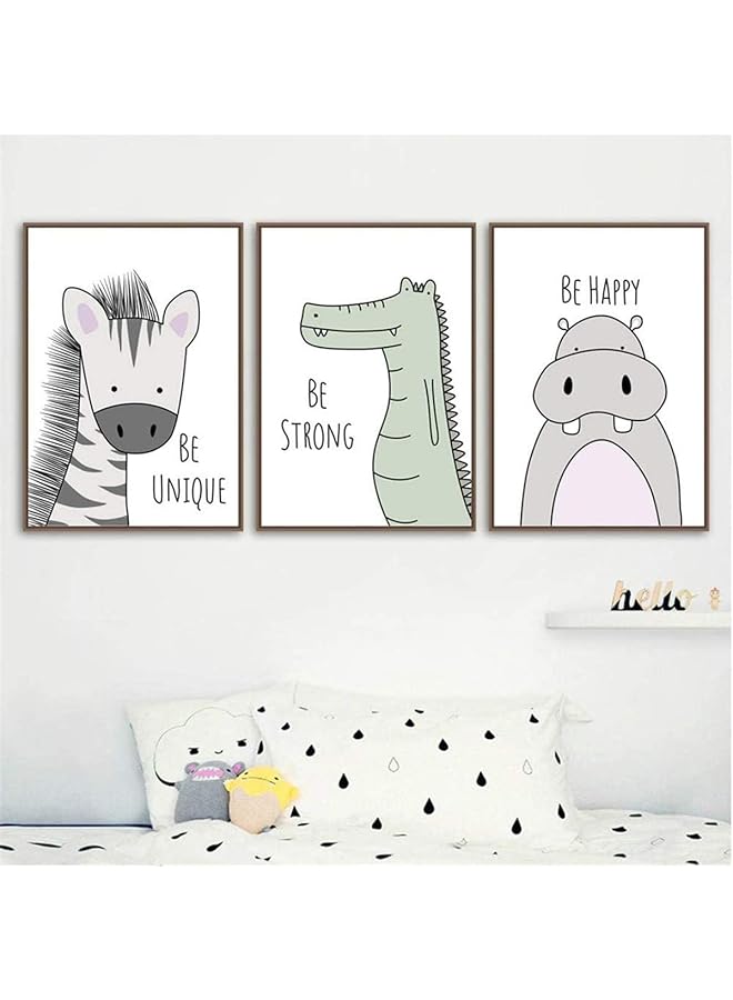 erorex Nursery Baby Room Decoration Picture Set Of 6 Pictures Animals Boy Girl Poster Forest Animals Safari Africa Animals Poster Decoration 21X30 Cm Monkey Hippos Zebras Lions Crocodile - Image 4