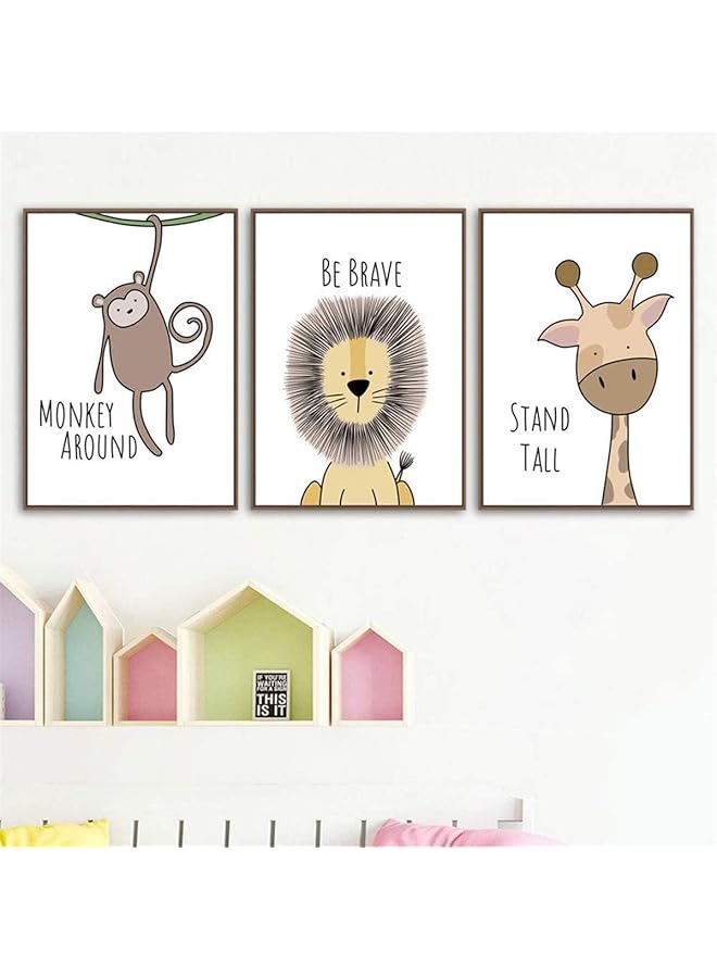 erorex Nursery Baby Room Decoration Picture Set Of 6 Pictures Animals Boy Girl Poster Forest Animals Safari Africa Animals Poster Decoration 21X30 Cm Monkey Hippos Zebras Lions Crocodile - Image 3