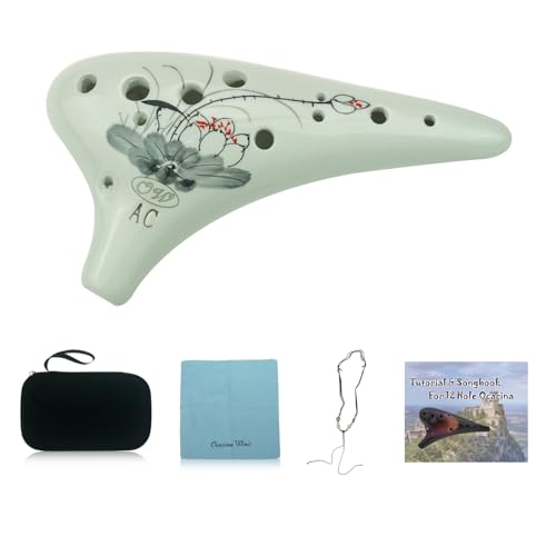 OcarinaWind "Lotus" 12 Hole Ocarina, Alto C Ocarina,hand Painting Lotus - Image 1