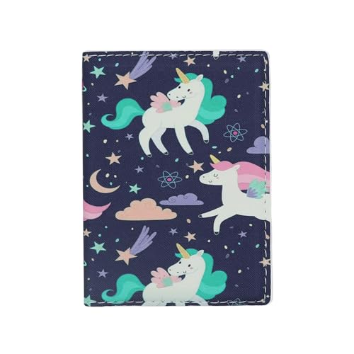 ZGMYC Cute Unicorn Passport Holder Cartoon PU Leather Travel Passport Cover Card Case Wallet for Kids Girls Women - Image 1