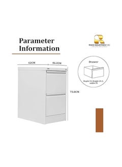 RIGID Steel Curved 2 Drawers Filing Cabinet Grey 73x46.5x62cm  - Image 2