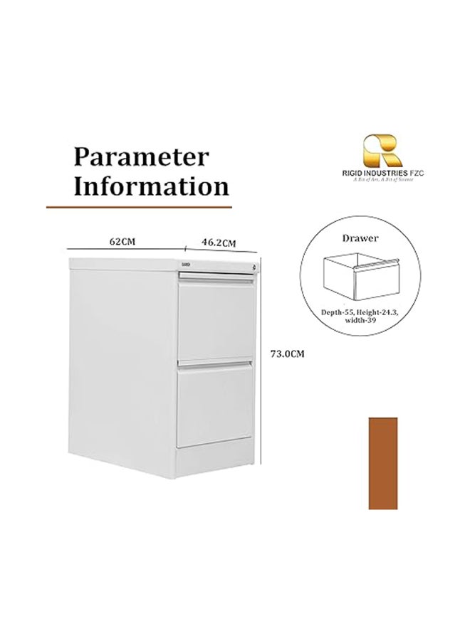 RIGID - Steel Curved 2 Drawers Filing Cabinet Grey 73x46.5x62cm - Image 1
