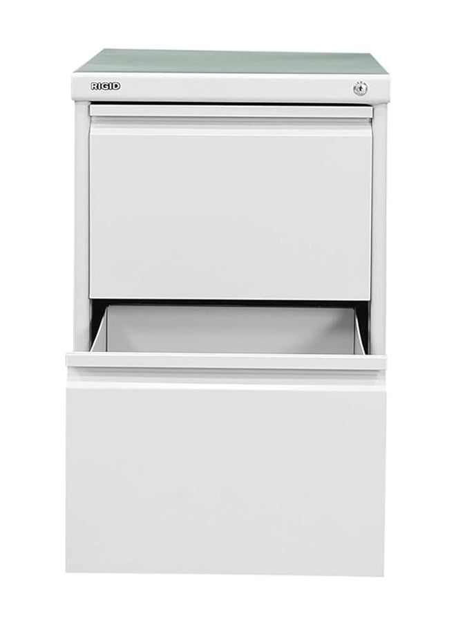 RIGID - Steel Curved 2 Drawers Filing Cabinet Grey 73x46.5x62cm - Image 1
