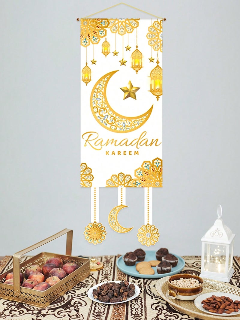 زينه رمضان لافتة بتصميم هلال و فوانيس رمضان وعبارة رمضان كريم – زينه رمضان للمنازل و الحفلات - Image 4