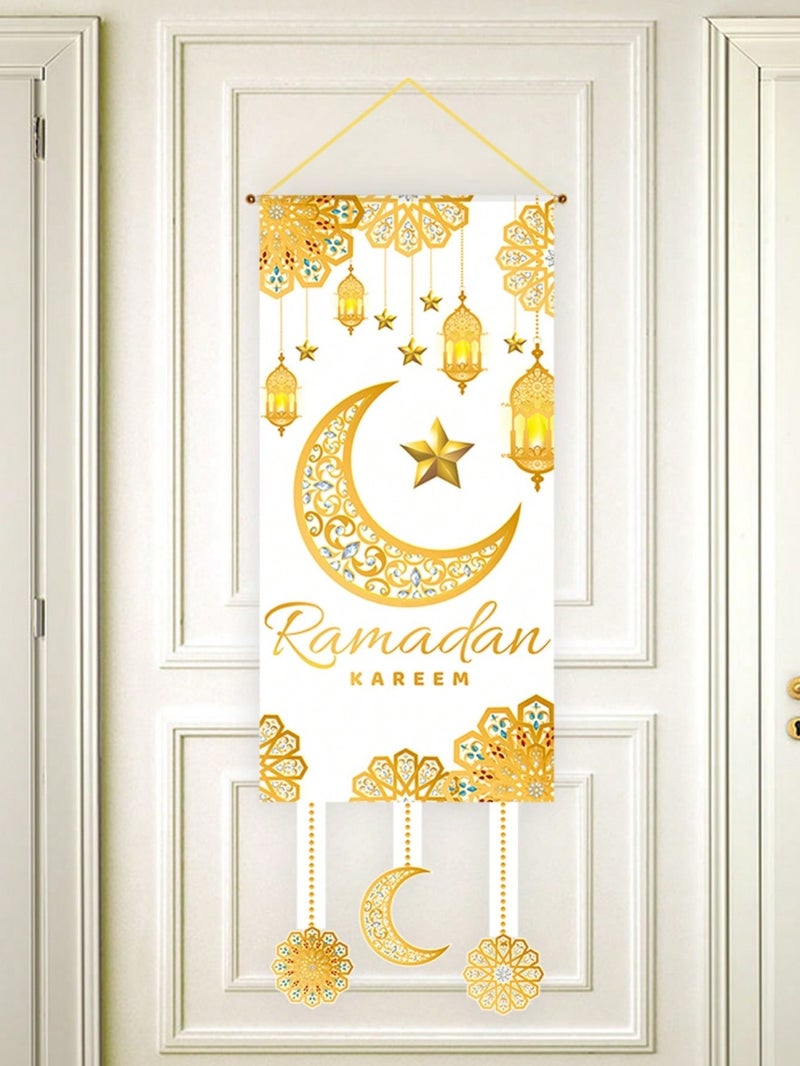 زينه رمضان لافتة بتصميم هلال و فوانيس رمضان وعبارة رمضان كريم – زينه رمضان للمنازل و الحفلات - Image 2