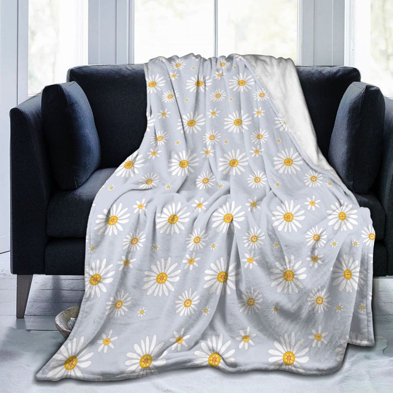 Abucaky Little Daisy Flowers Fleece Throw Blanket Ultra Soft Cozy Decorative Flannel Blanket for Home Bed Couch Chair Travel 50x40in